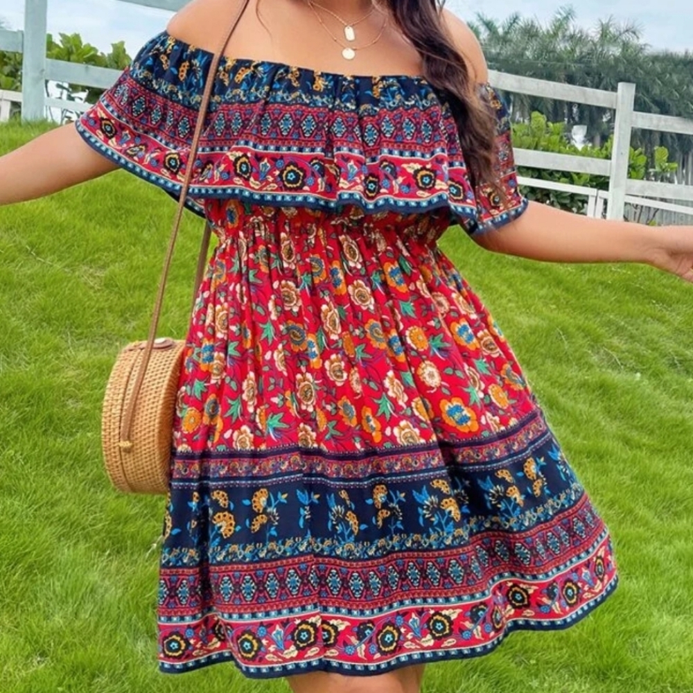 Nwot paisley off shoulder printed dress size 2x (16)